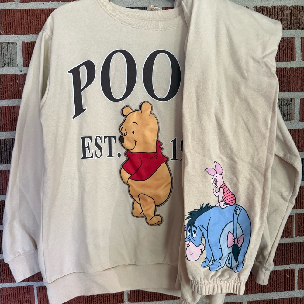 Disney Light Yellow Pooh Sweatshirt and Pants Matching Set